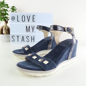 KHRIO Vera Pelle Suede Studded Wedge Sandal